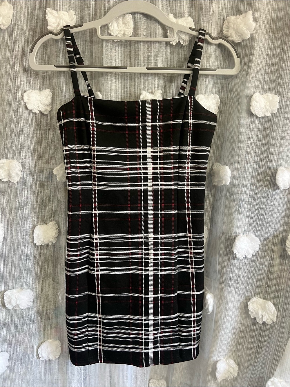 Forever 21 Black Plaid Strappy Bodycon Dress - Classic Check Print